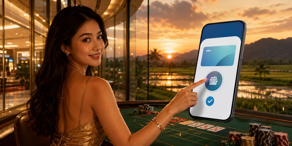 Meja Baccarat dalam kasino dalam talian dengan suasana mewah dan moden di Malaysia