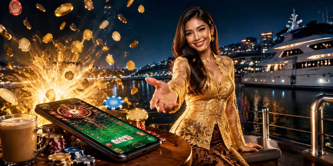 Pengguna Malaysia mengakses aplikasi kasino dan poker meis3d melalui peranti mudah alih dengan pakaian tradisional